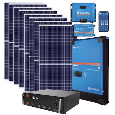 High quality Complete Solar Power Kits Solar P panels Victron SunSynk inverter.
